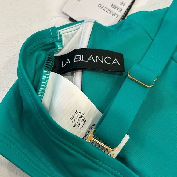 NWT La Blanca | Island Goddess Underwire Twist Bikini Top Emerald 16 - Picture 3 of 6